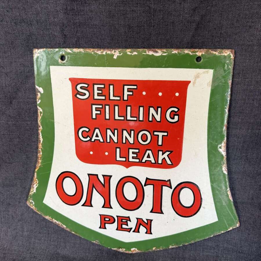 Onoto Pens double sided enamel sign - rare!