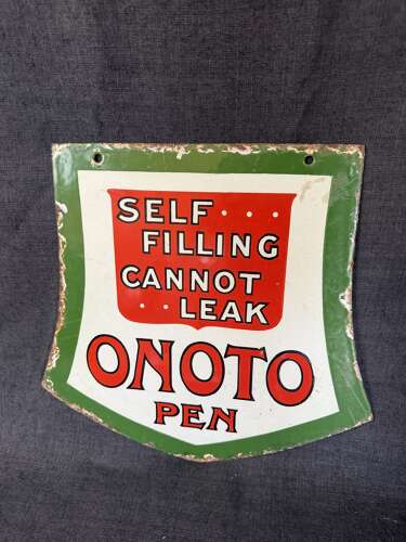 Onoto Pens double sided enamel sign - rare!